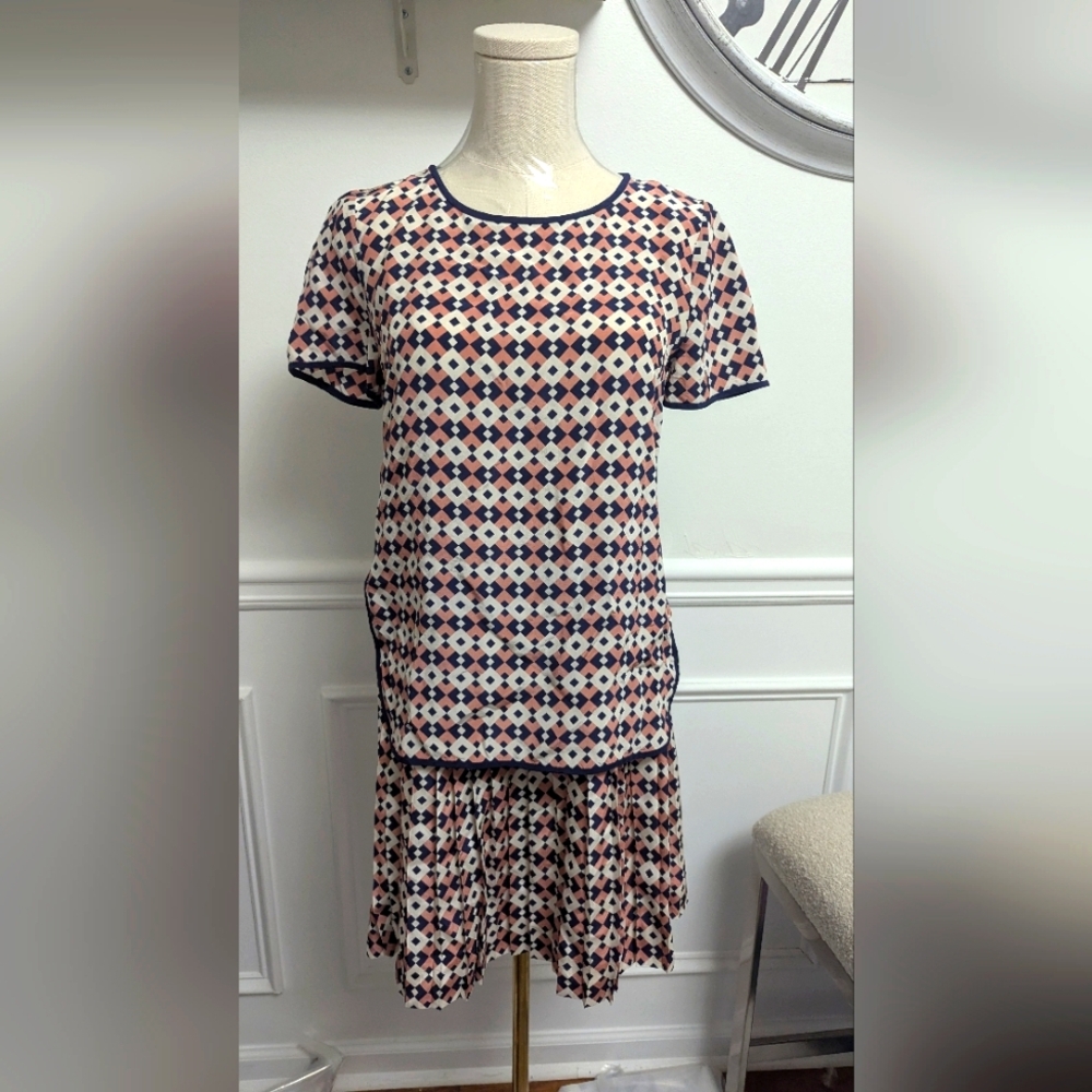 Reg $150 J.Crew Geometric Patterned  2 Piece Dress Size 0